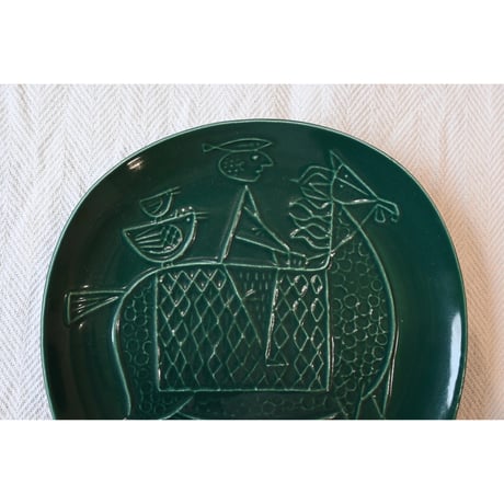 Gustavsberg Stig Lindberg 'piazza' plate green