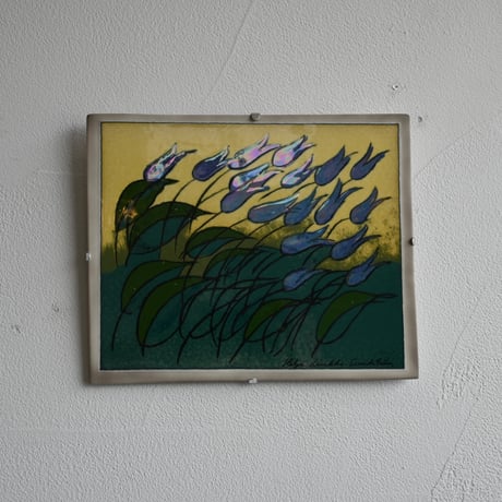 Arabia Heljä Liukko-Sundström wall plaque 'blue lilies'