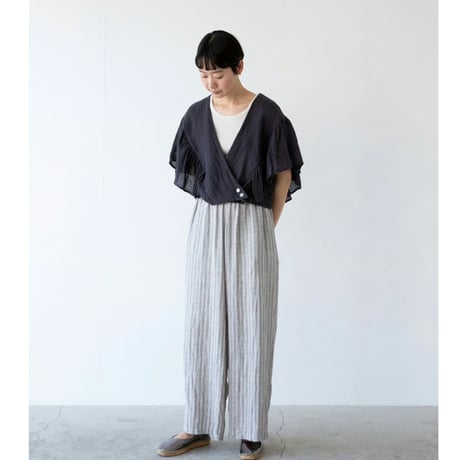miho umezawa  linen cache-coeur blouse