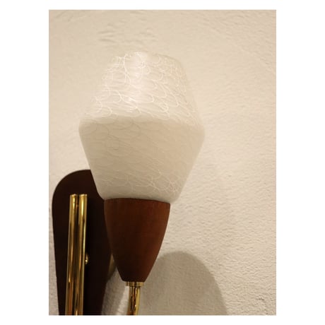 Teak & Opalglass wall lamp