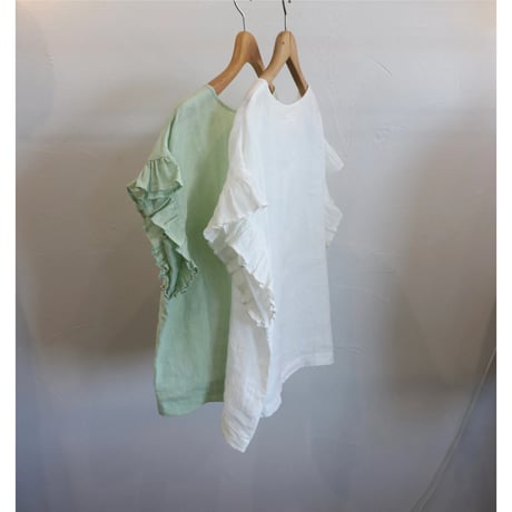 miho umezawa sun dry linen frill sleeve blouse  (large size)