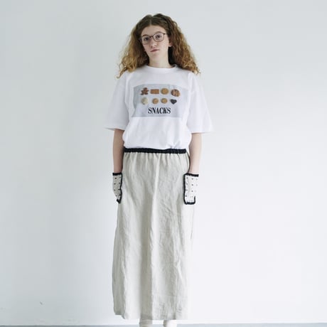 pot and tea linen skirt with embroidery pocket