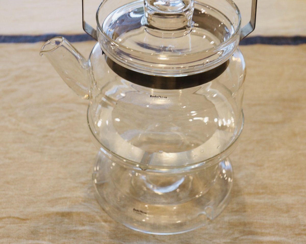 Boda Nova glass teapot and warmer M size | plum