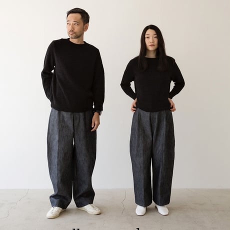 miho umezawa plain weave denim unisex cocoon pants