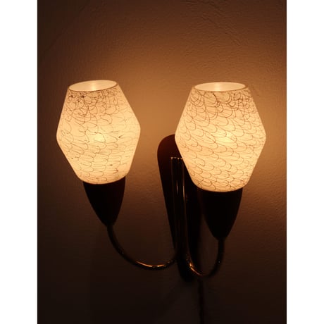 Teak & Opalglass wall lamp