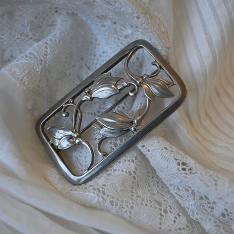 Georg Jensen rectangler leaf silver brooch