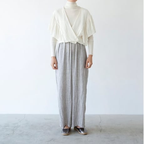 miho umezawa  linen cache-coeur blouse