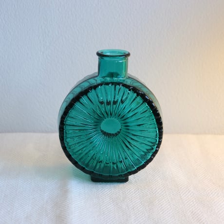 Riihimaen Lasi 'Aurinkopullo' vase 1/4 turquoise