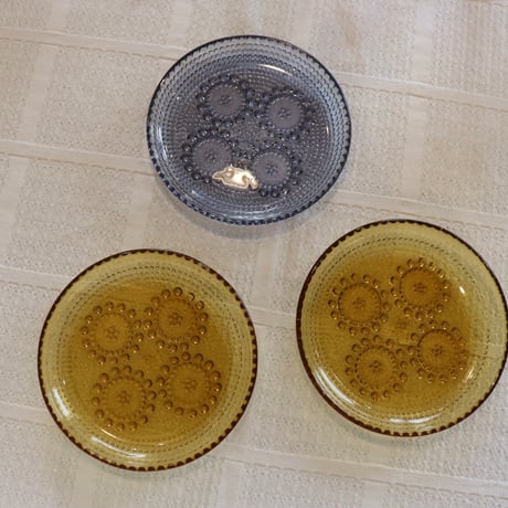 Riihimaen Lasi grapponia dessert plate amber