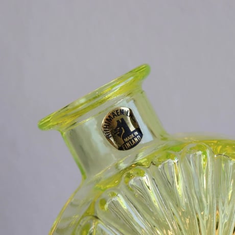 Riihimaen Lasi 'Aurinkopullo' vase 1/4 yellow