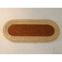 Sweden teak & rattan tray  oval