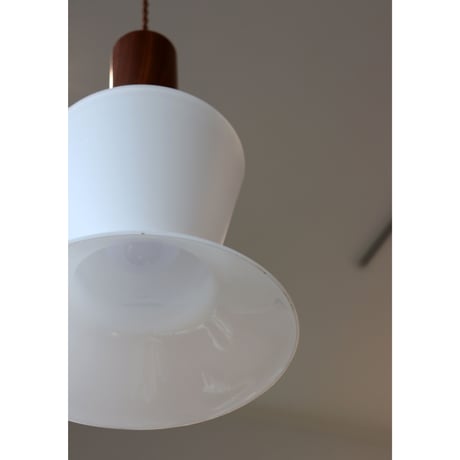 teak and opal glass ceiling lamp