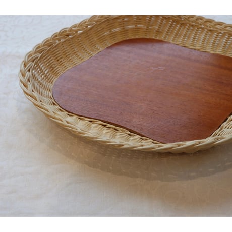 Sweden teak & rattan tray