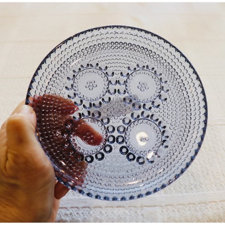 Riihimaen Lasi grapponia dessert plate blue