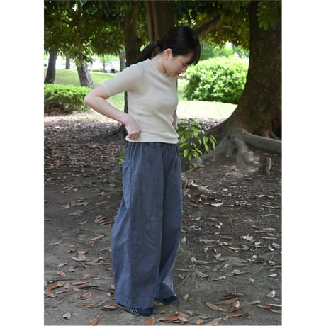 miho umezawa cotton linen canvas cocoon wide pants chacoal