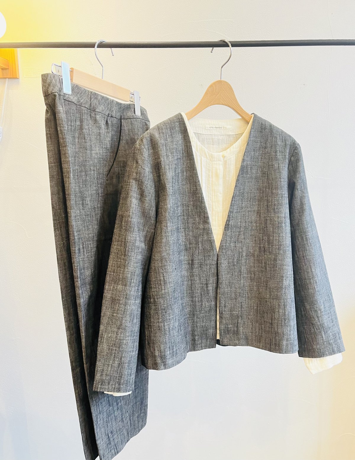 miho umezawa cotton slab yarn V-neck jacket | plum