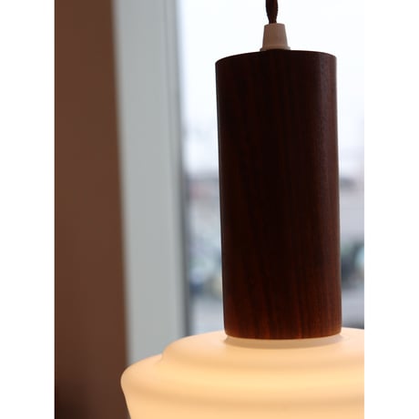 teak and opal glass ceiling lamp