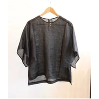miho umezawa  linen square sleeve blouse  black