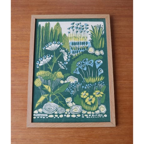 Vintage handprinted textile  tapestry (frame included)