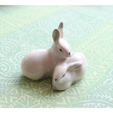Vintage Russian figurine 2 rabbits