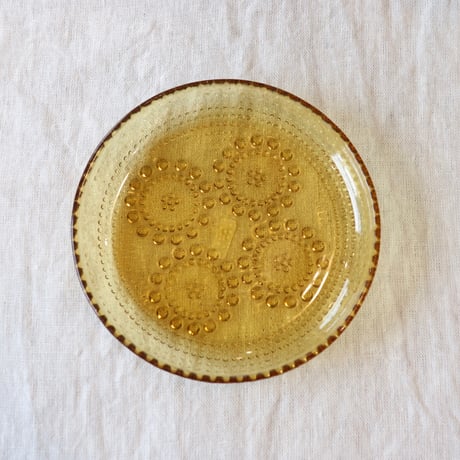 Riihimaen Lasi grapponia dessert plate amber