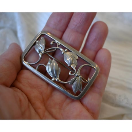 Georg Jensen rectangler leaf silver brooch