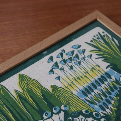 Vintage handprinted textile  tapestry (frame included)