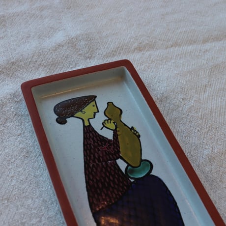 Stig Lindberg 'karneval' small rectangler plate