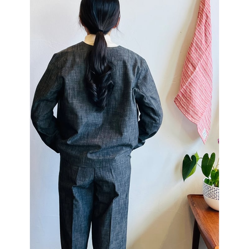 miho umezawa cotton slab yarn V-neck jacket | plum