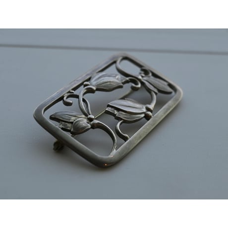 Georg Jensen rectangler leaf silver brooch