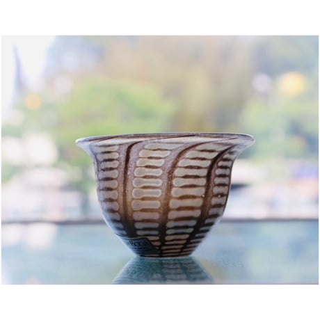 Kosta Boda miniture vase brown stripe