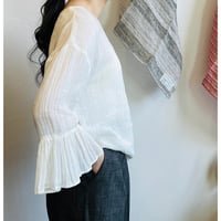 miho umezawa crinkle linen gather sleeve blouse