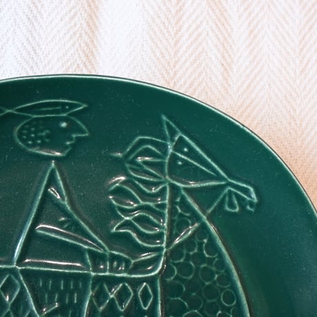 Gustavsberg Stig Lindberg 'piazza' plate green