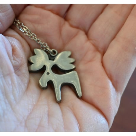 vintage pewter pendant moose