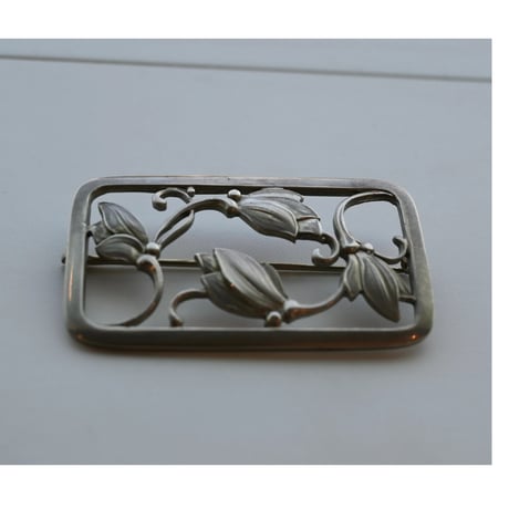 Georg Jensen rectangler leaf silver brooch