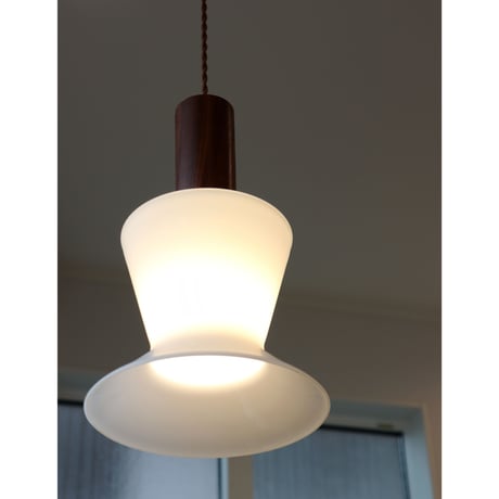 teak and opal glass ceiling lamp