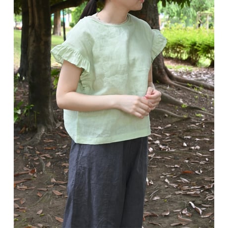 miho umezawa sun dry linen frill sleeve blouse
