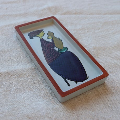Stig Lindberg 'karneval' small rectangler plate