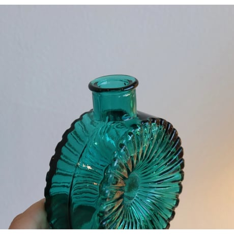 Riihimaen Lasi 'Aurinkopullo' vase 1/4 turquoise