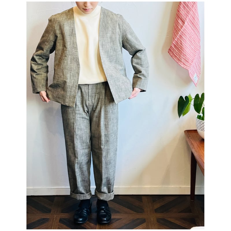 miho umezawa cotton slab yarn V-neck jacket | plum