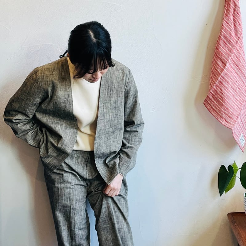 miho umezawa ジャケット miho umezawa cotton slab yarn V-neck jacket | plum