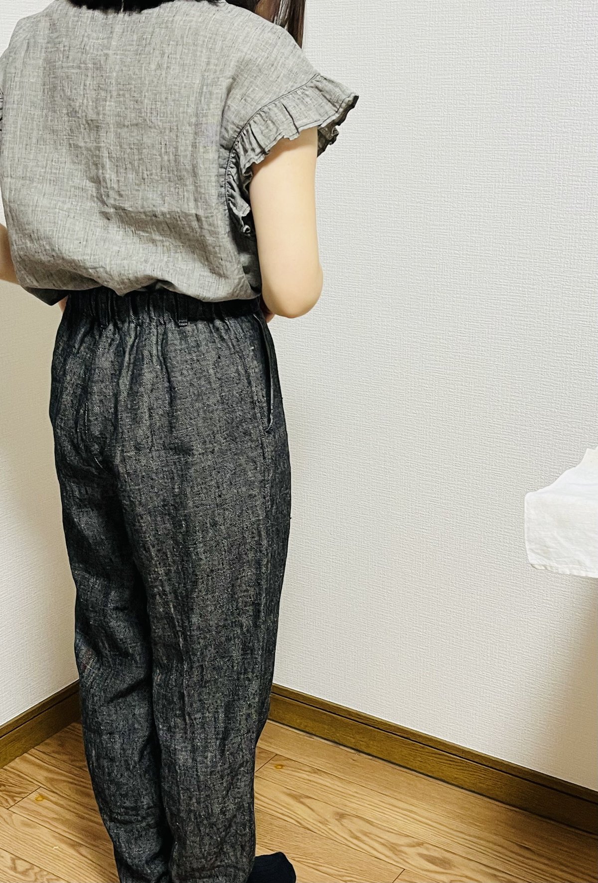 miho umezawa linen denim tapered pants | plum