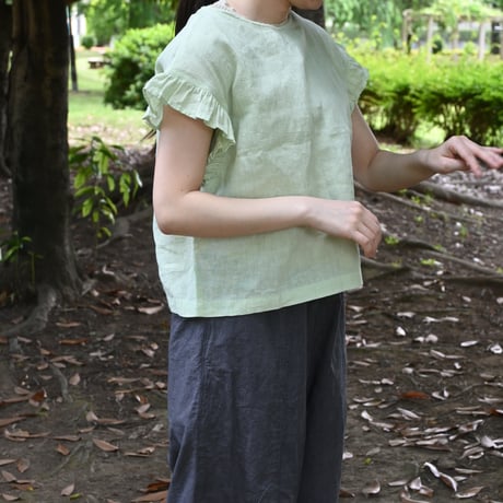 miho umezawa sun dry linen frill sleeve blouse