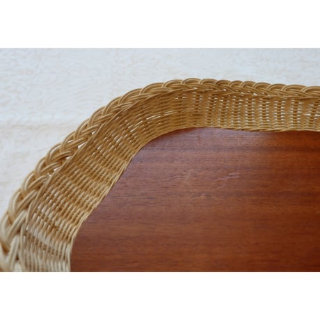 Sweden teak & rattan tray