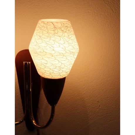 Teak & Opalglass wall lamp