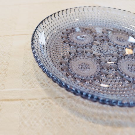 Riihimaen Lasi grapponia dessert plate blue