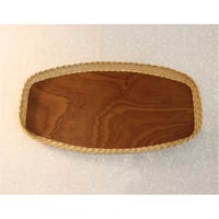 Sweden teak & rattan tray  rectangler
