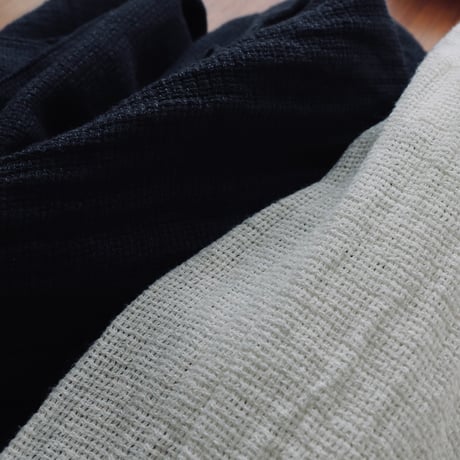 miho umezawa linen cotton panama band collar blouse with tie