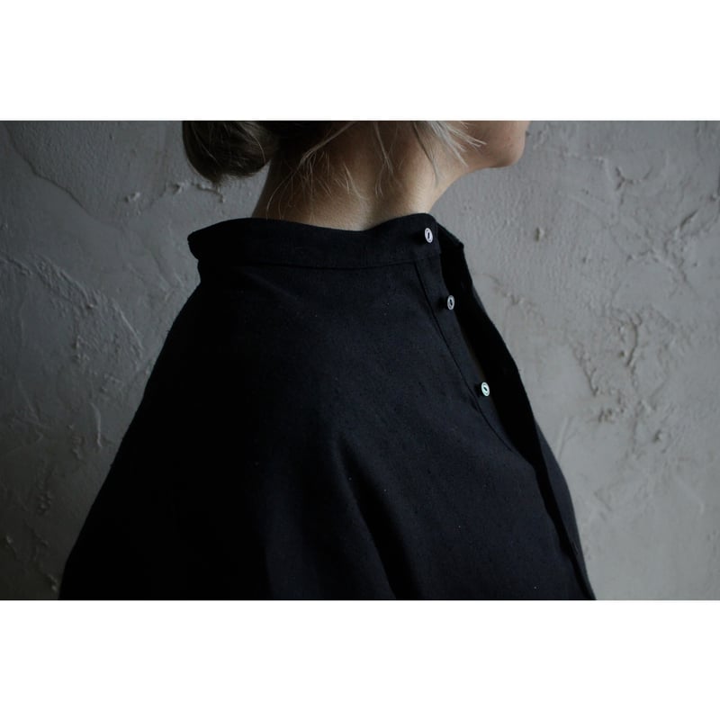 綾織絹麻プルオーバーシャツ 黒 / MITTAN | SoL