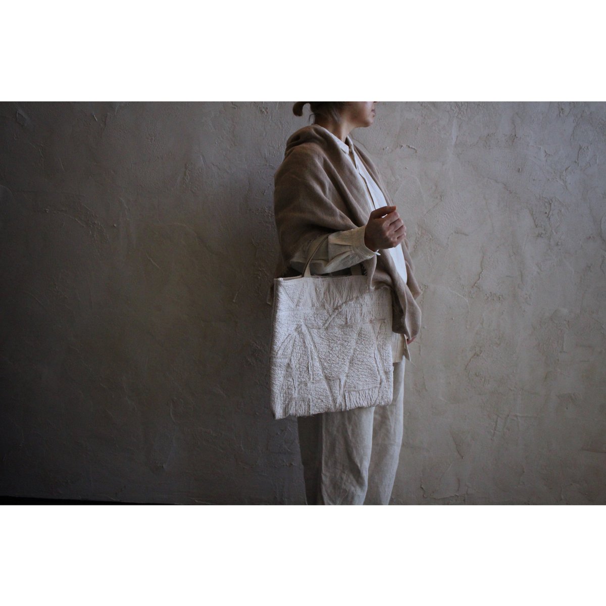 中わた刺し子織バッグ 生成 / MITTAN | SoL